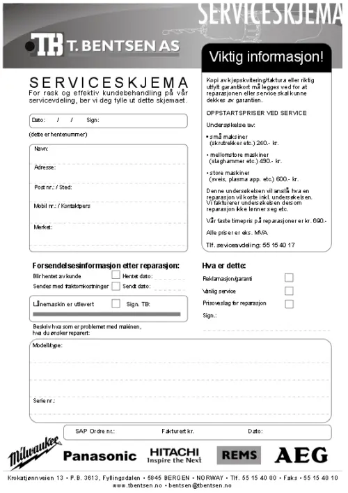 SERVICE SKJEMA